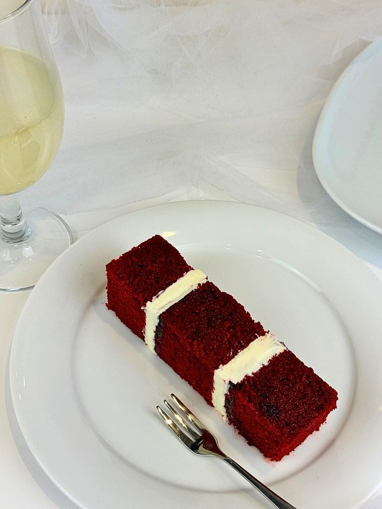 Signature red velvet cake slices